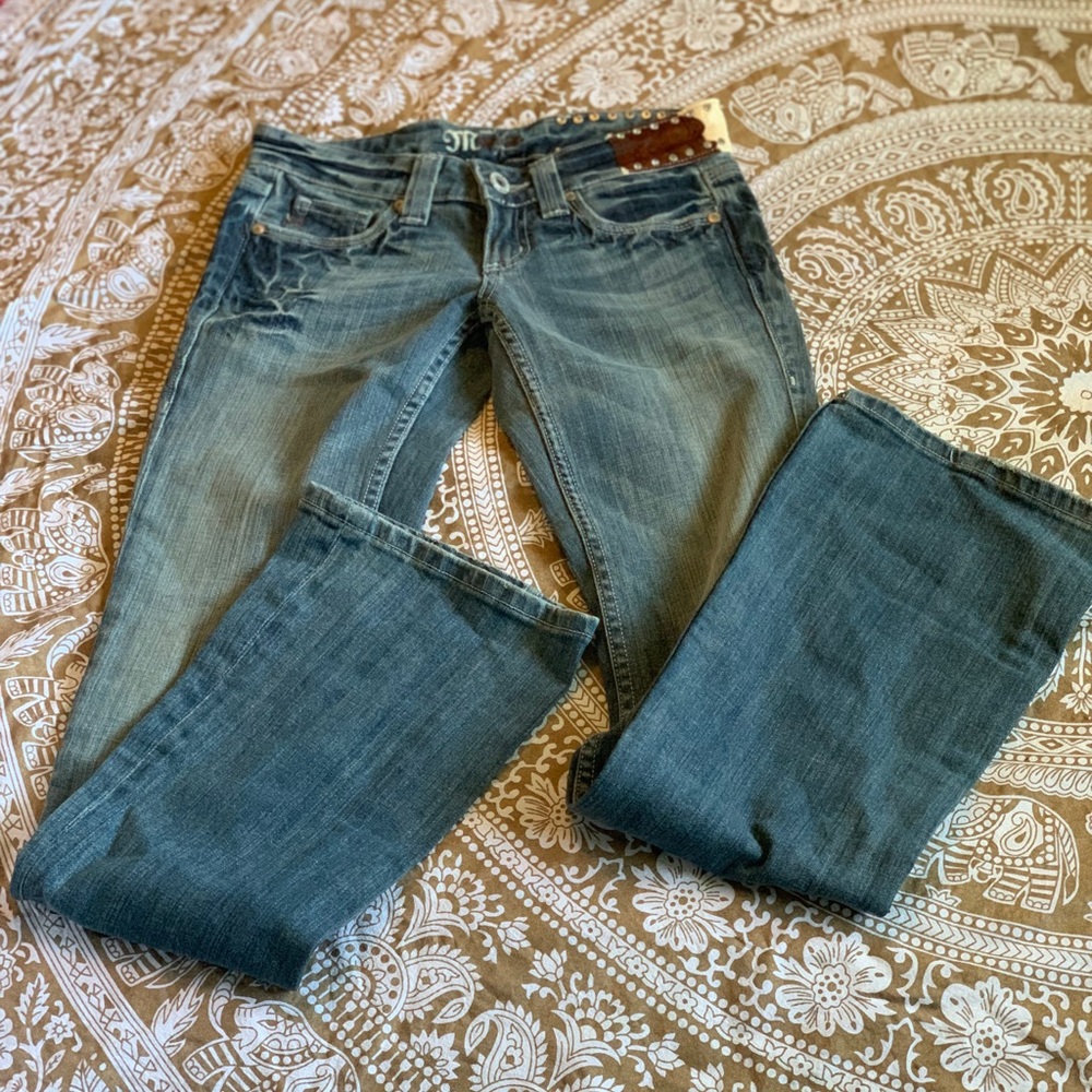 Miss Me Special Edition Cowhide Rhinestone Bootcut Jeans Size 25